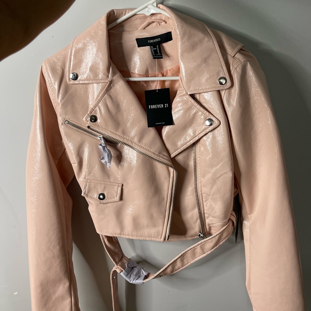 Pink faux leather jacket